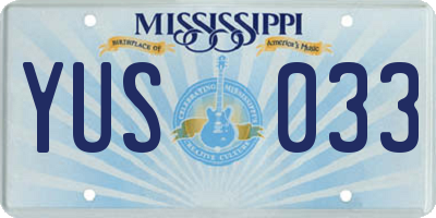 MS license plate YUS033