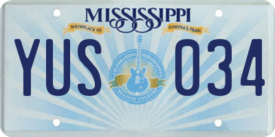 MS license plate YUS034