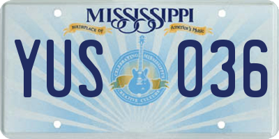 MS license plate YUS036
