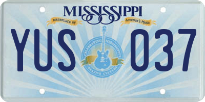 MS license plate YUS037