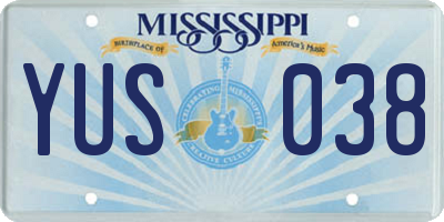 MS license plate YUS038