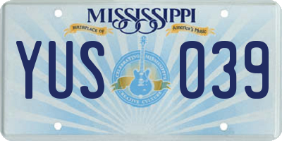 MS license plate YUS039