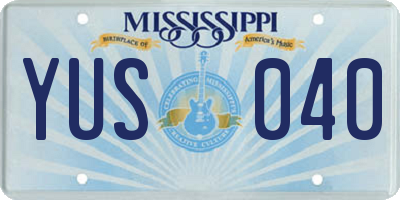 MS license plate YUS040