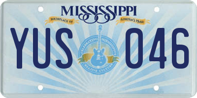 MS license plate YUS046