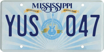 MS license plate YUS047