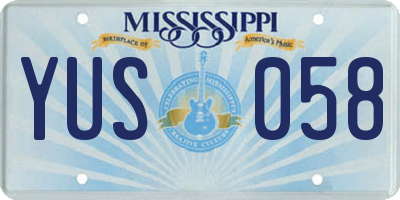 MS license plate YUS058