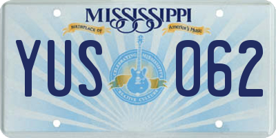 MS license plate YUS062