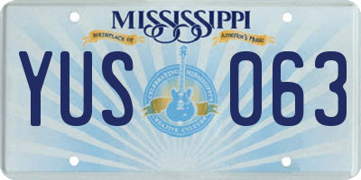 MS license plate YUS063