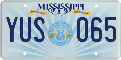MS license plate YUS065