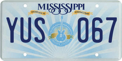 MS license plate YUS067