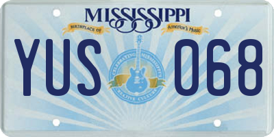 MS license plate YUS068