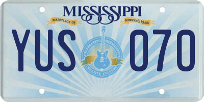 MS license plate YUS070