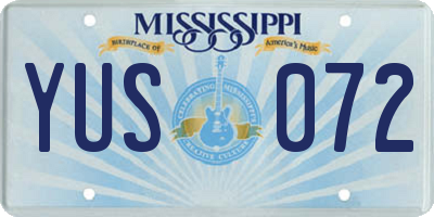 MS license plate YUS072