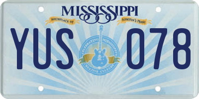 MS license plate YUS078