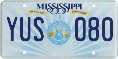 MS license plate YUS080