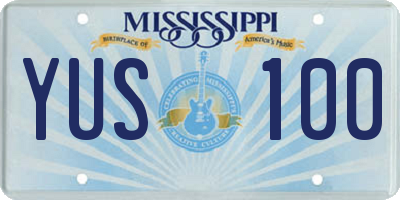 MS license plate YUS100