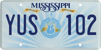 MS license plate YUS102