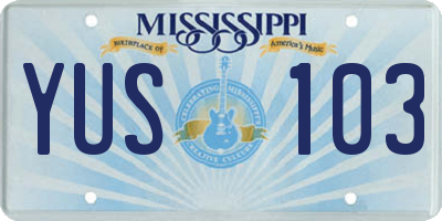 MS license plate YUS103