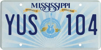 MS license plate YUS104