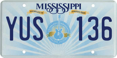 MS license plate YUS136