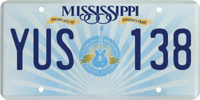 MS license plate YUS138
