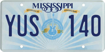 MS license plate YUS140