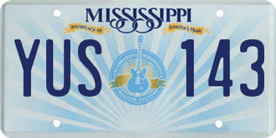 MS license plate YUS143