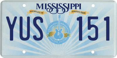 MS license plate YUS151