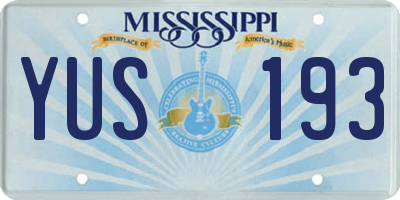 MS license plate YUS193