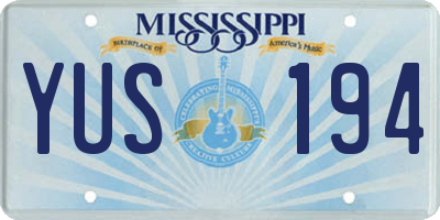 MS license plate YUS194