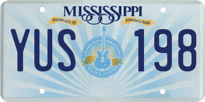 MS license plate YUS198
