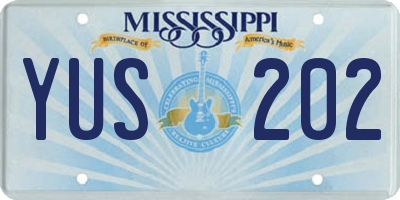 MS license plate YUS202