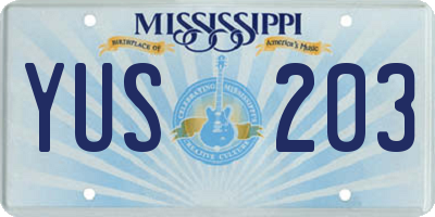 MS license plate YUS203