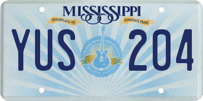 MS license plate YUS204