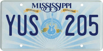 MS license plate YUS205