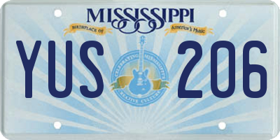 MS license plate YUS206