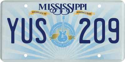 MS license plate YUS209