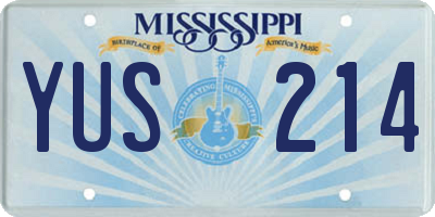 MS license plate YUS214