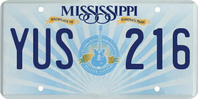 MS license plate YUS216