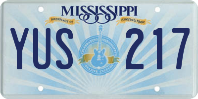 MS license plate YUS217