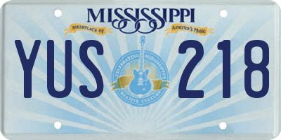 MS license plate YUS218