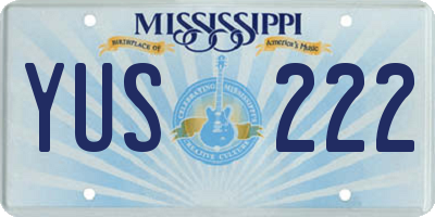 MS license plate YUS222