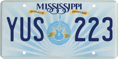 MS license plate YUS223