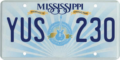 MS license plate YUS230