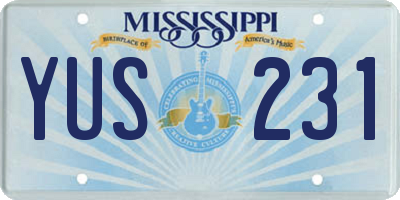 MS license plate YUS231