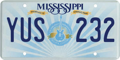MS license plate YUS232