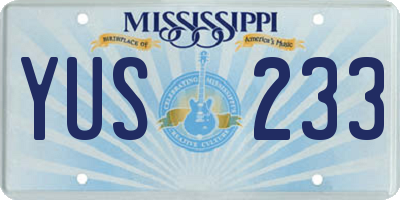MS license plate YUS233