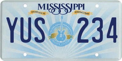 MS license plate YUS234
