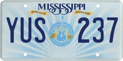 MS license plate YUS237