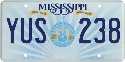 MS license plate YUS238